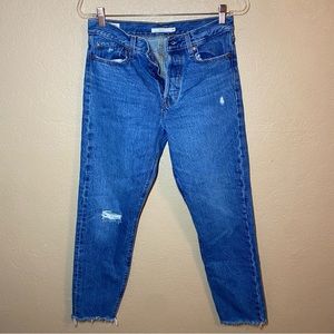 Levi's Wedgie Premium Straight Leg Womens Jeans Raw Hem size 28